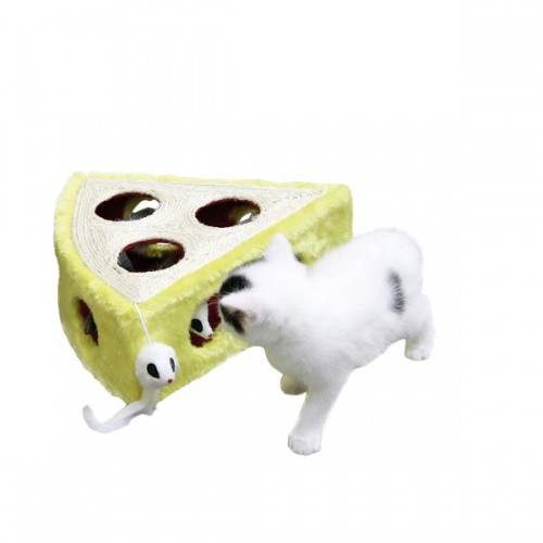 Hračka pro kočky CHEESY - sisalový sýr s myší