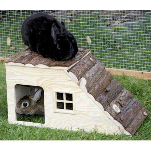 Domek pro králíky a jiné hlodavce, se šikmou střechou