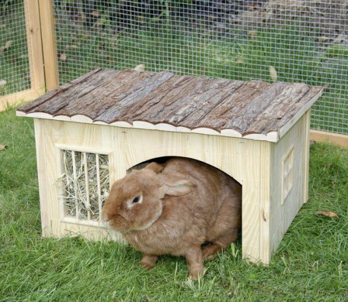 Domek pro králíky, s jeslemi na seno, 42 x 34 x 27cm