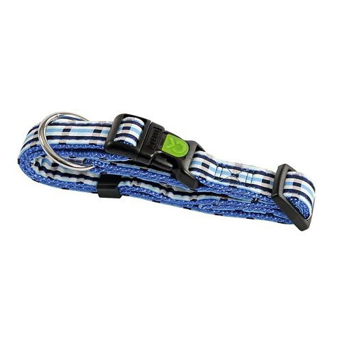 Obojek pro psa, nylonový, modrá kostka, 30 - 45 cm