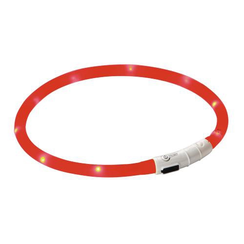 Obojek pro psa reflexní, svítící LED, červený, 55 cm